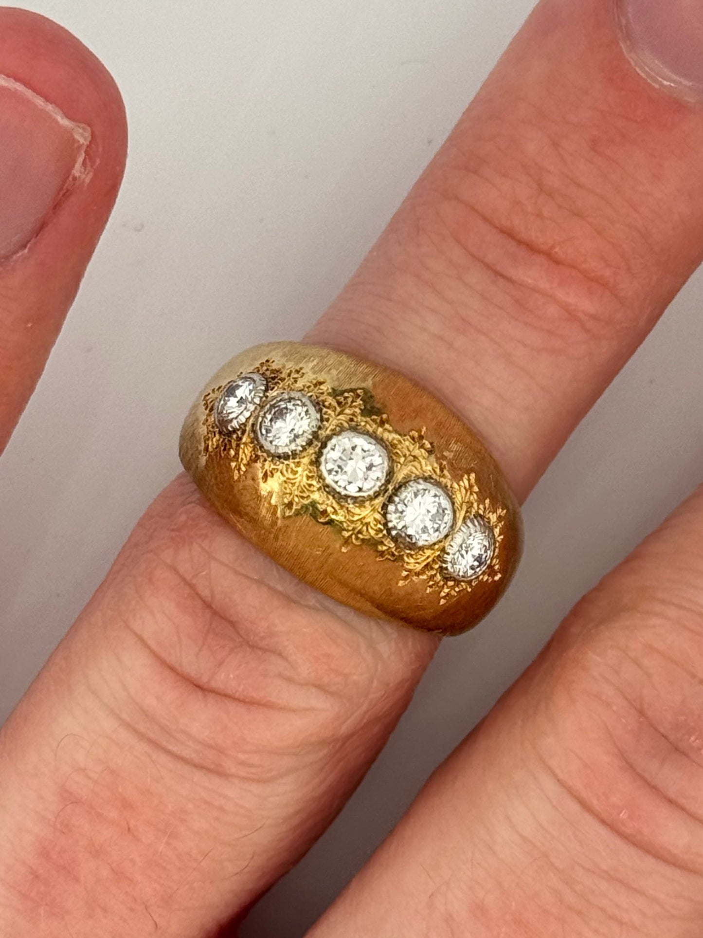Vintage Gianmaria Buccellati Dome Diamond Ring 18k Yellow Gold