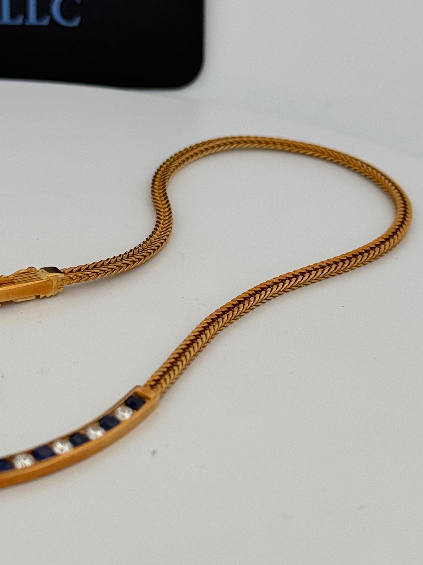 Tiffany & Co Sapphire & Diamond Vintage Fox Tail Necklace 18k Yellow Gold 16”