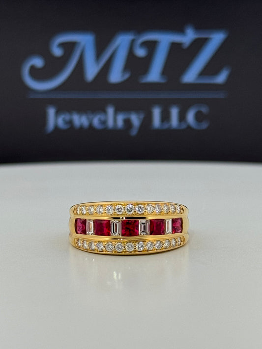 Estate 18kt Yellow Gold Ruby and Diamond Ring