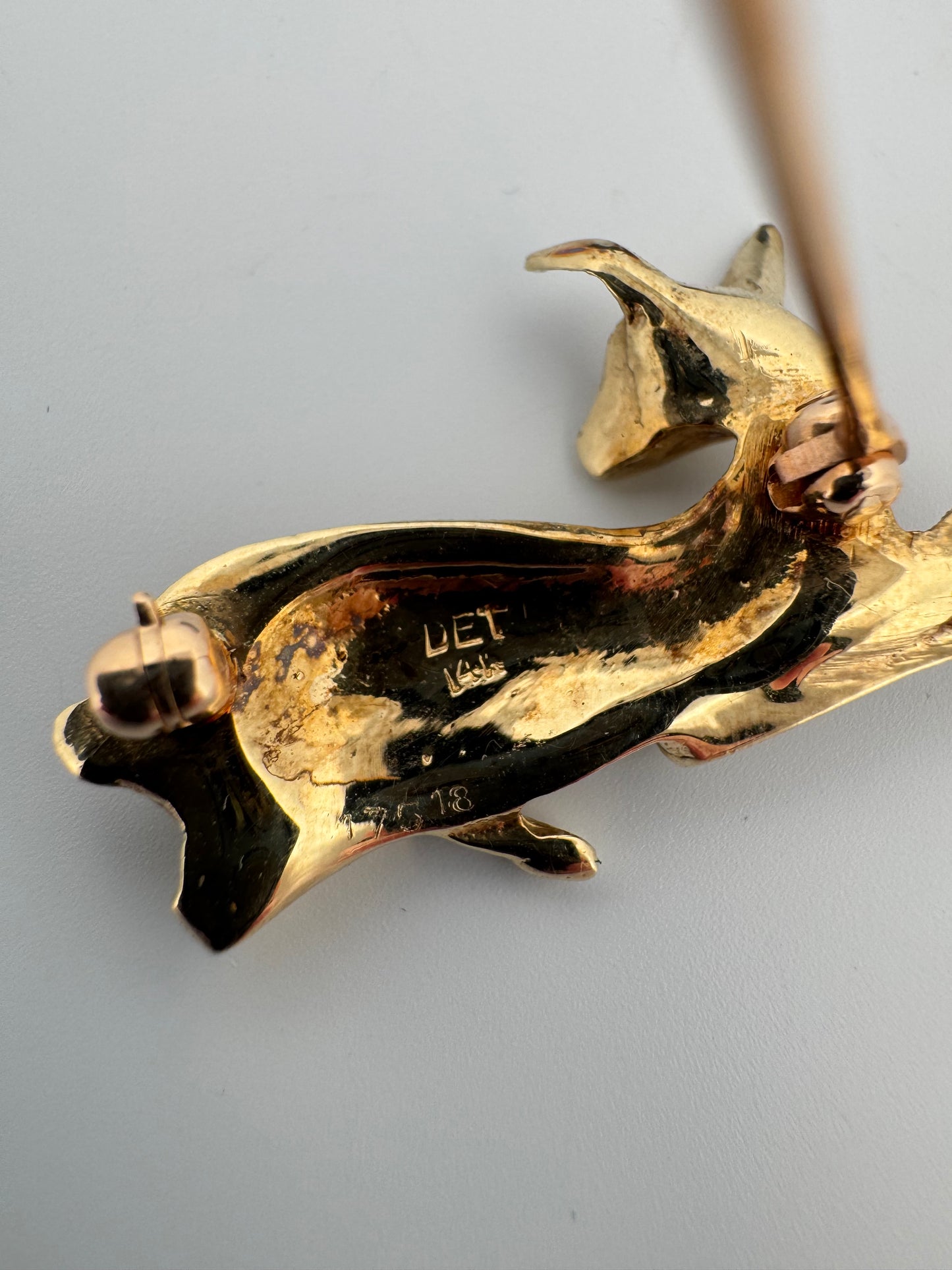 Vintage Cartier Animal Deer Brooch 14kt yellow gold Natural Ruby