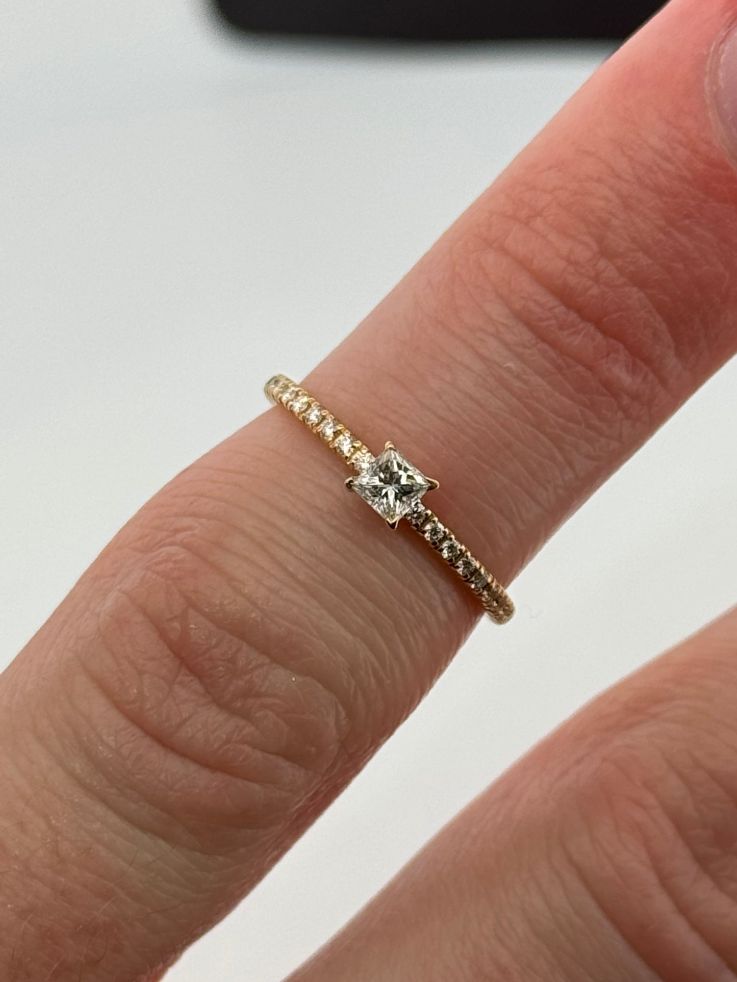 Etincelle De Cartier Ring, Princess- Cut Diamond, Paved 18k Yellow Gold Size 50