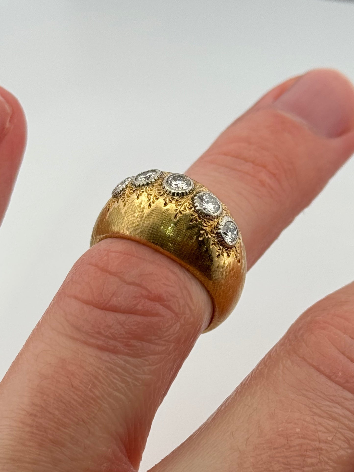 Vintage Gianmaria Buccellati Dome Diamond Ring 18k Yellow Gold