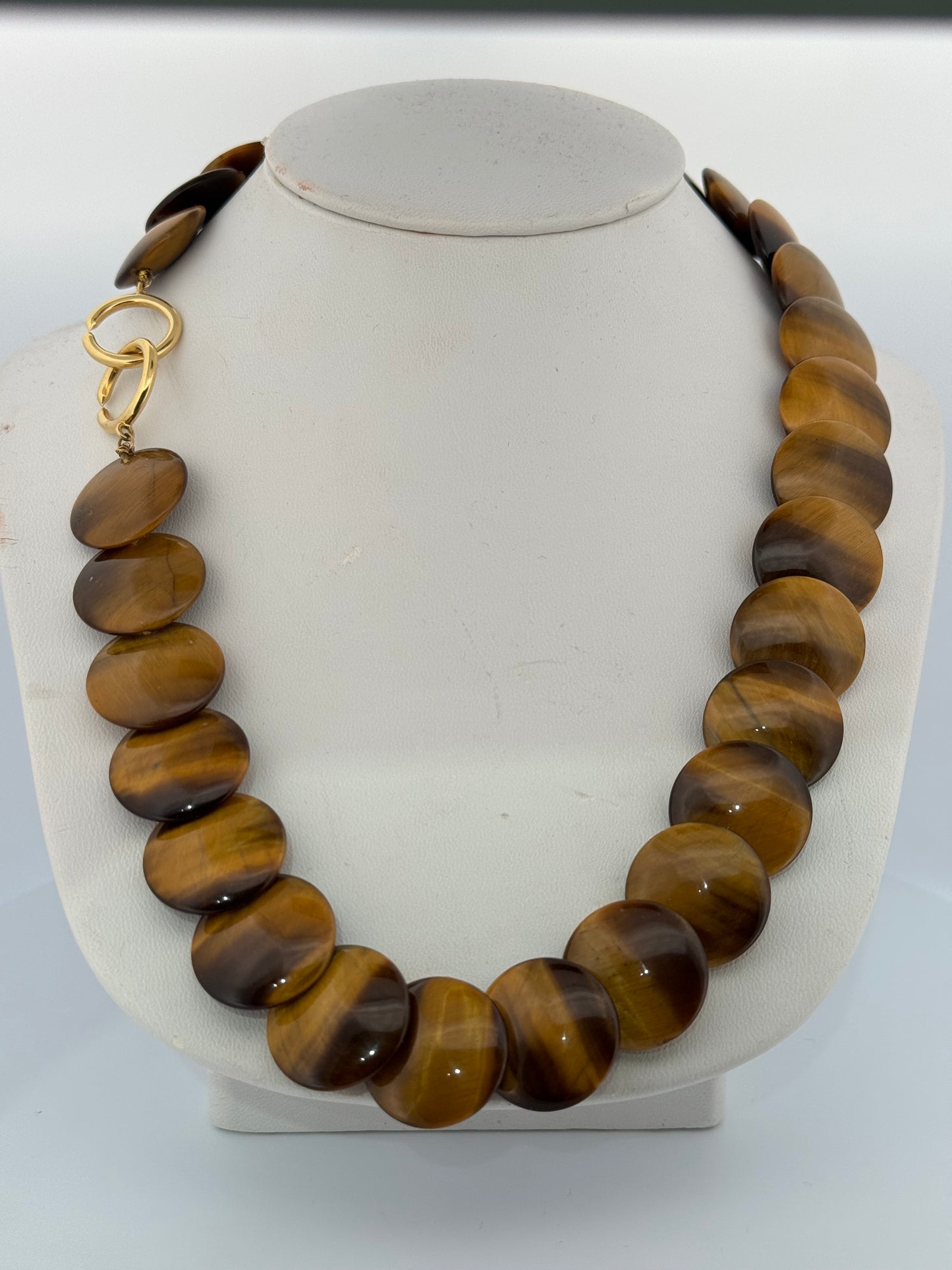Tiffany & Co Paloma Picasso Tiger Eye Necklace 18kt Yellow Gold