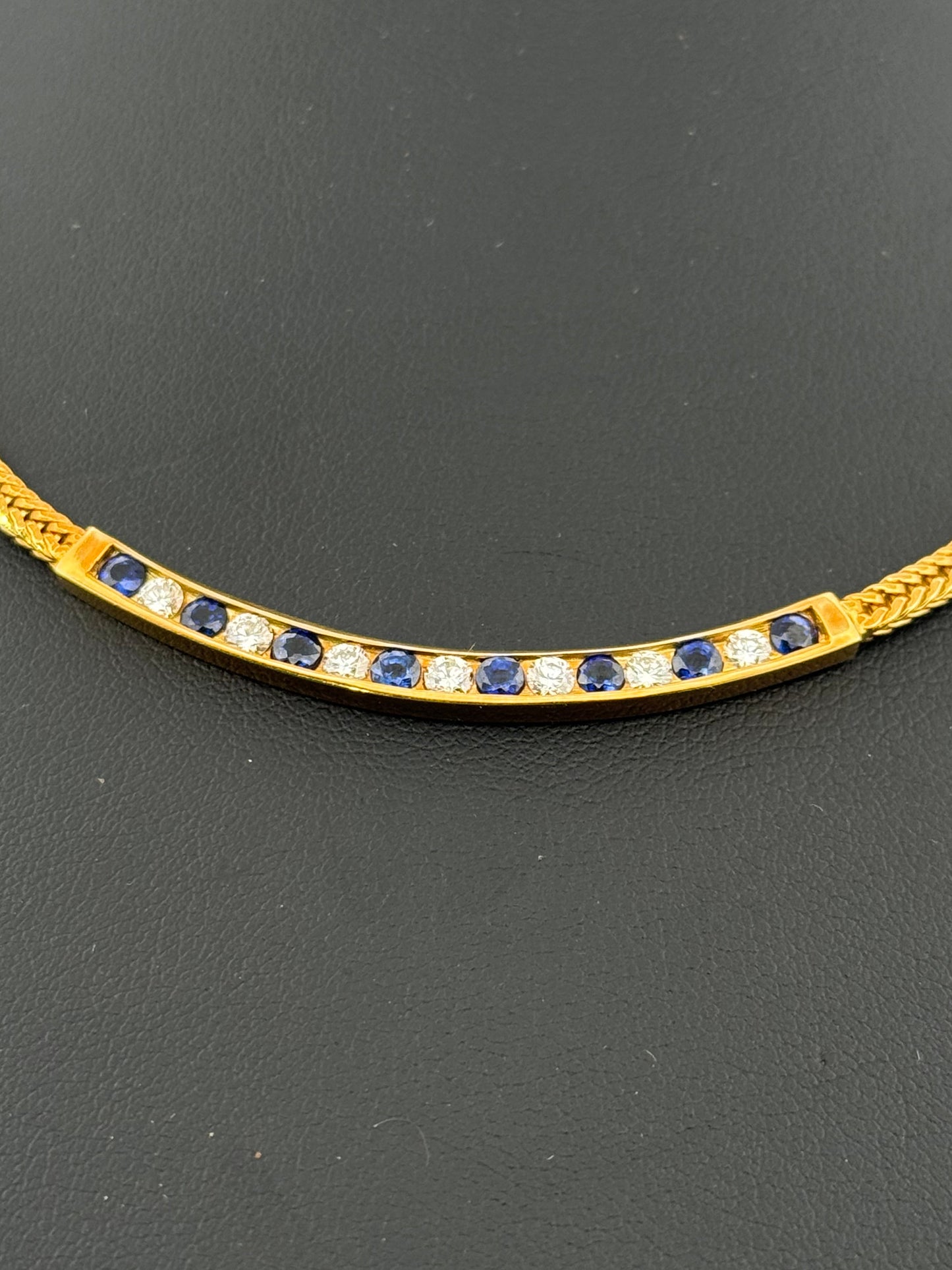 Tiffany & Co Sapphire & Diamond Vintage Fox Tail Necklace 18k Yellow Gold 16”