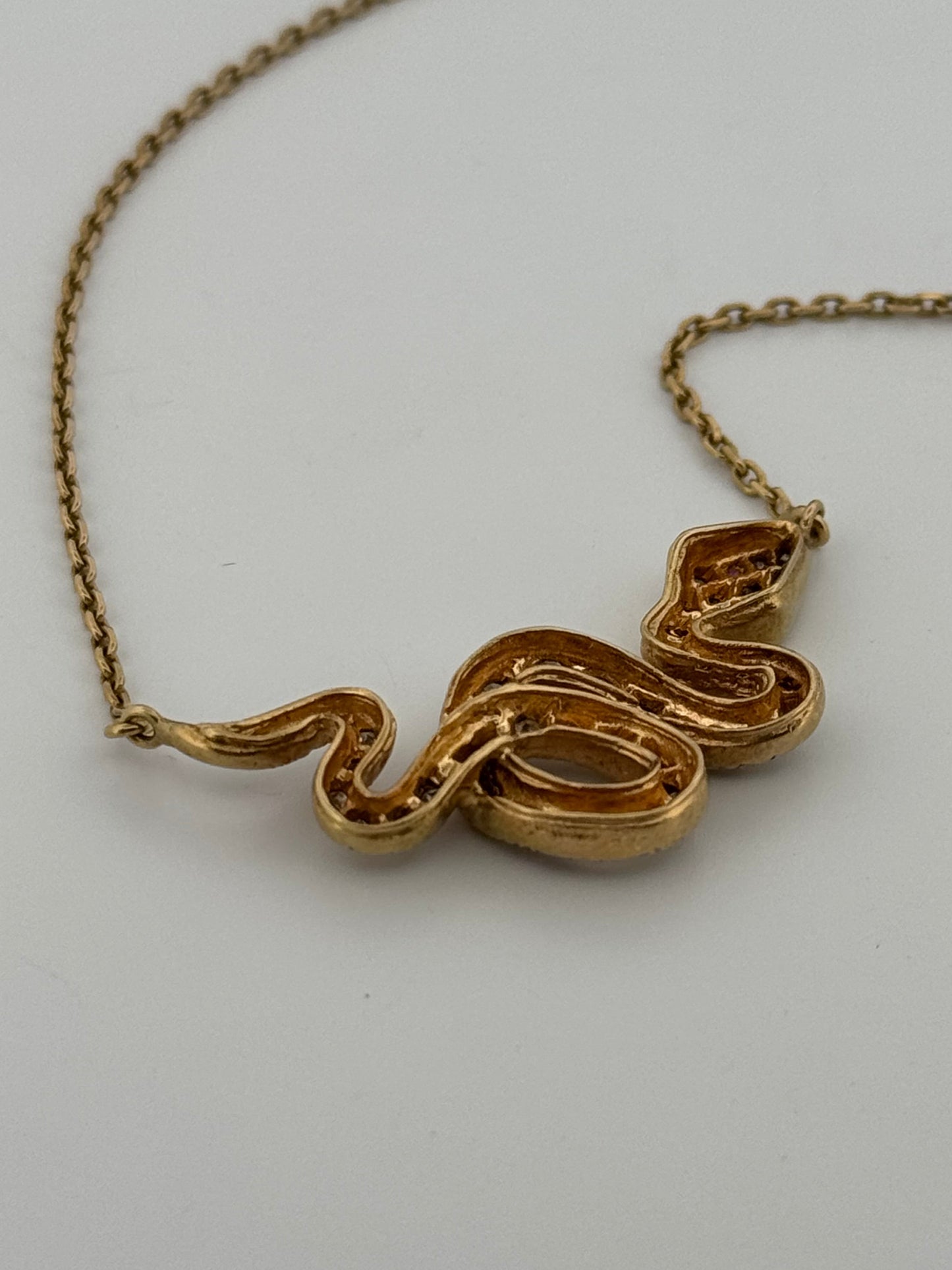 Victorian Antique Snake Diamond Necklace 18kt Yellow Gold