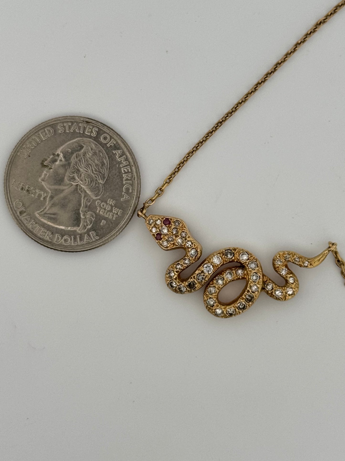 Victorian Antique Snake Diamond Necklace 18kt Yellow Gold