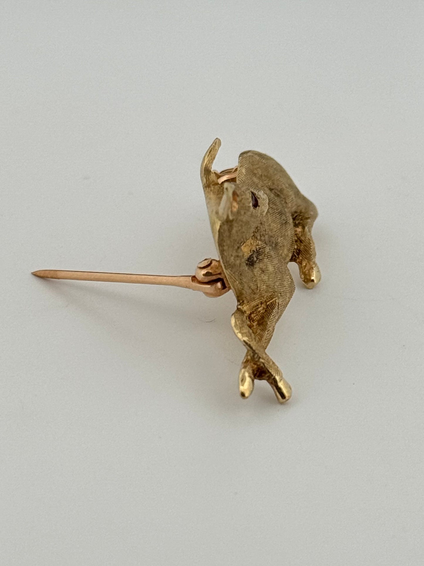 Vintage Cartier Animal Deer Brooch 14kt yellow gold Natural Ruby