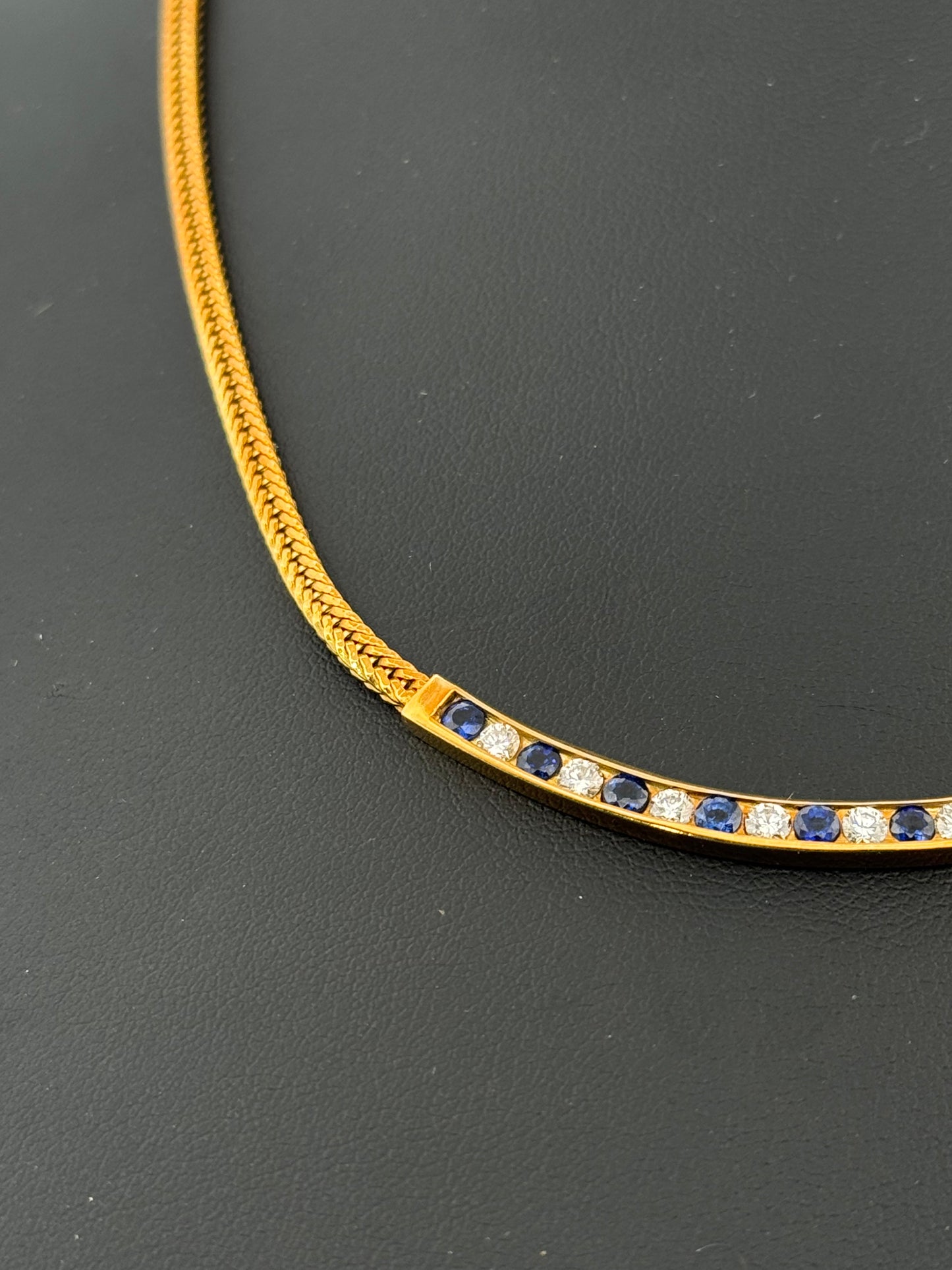 Tiffany & Co Sapphire & Diamond Vintage Fox Tail Necklace 18k Yellow Gold 16”
