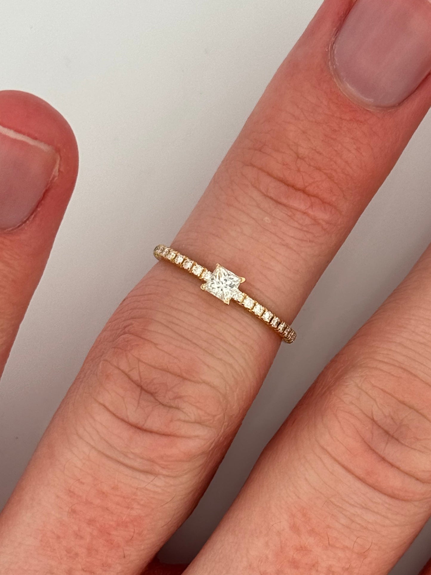 Etincelle De Cartier Ring, Princess- Cut Diamond, Paved 18k Yellow Gold Size 50
