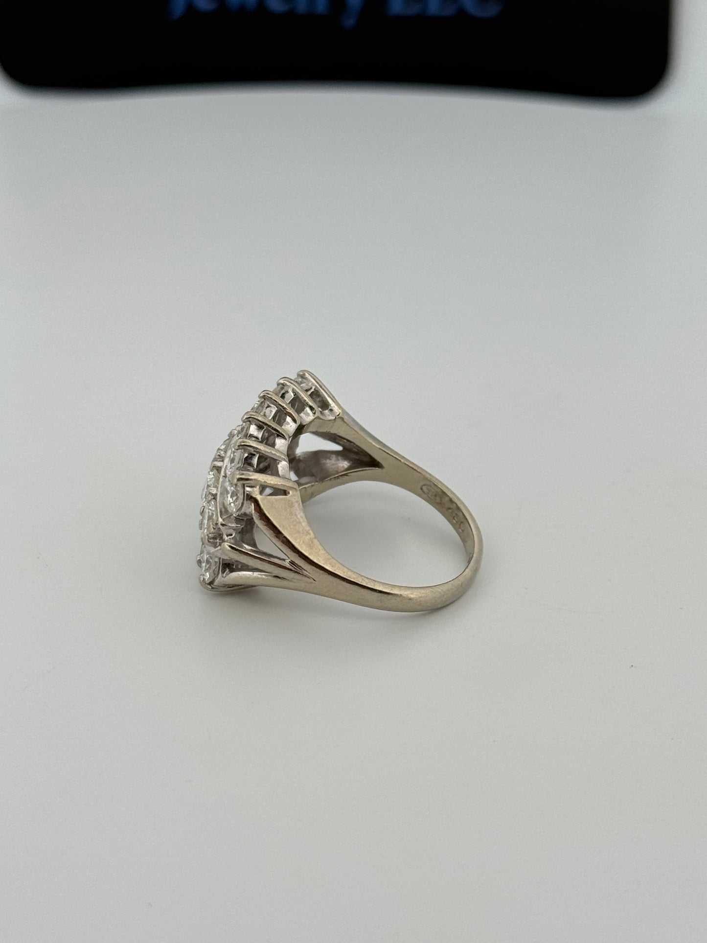 Vintage Retro 14kt white gold Diamond 3 row band