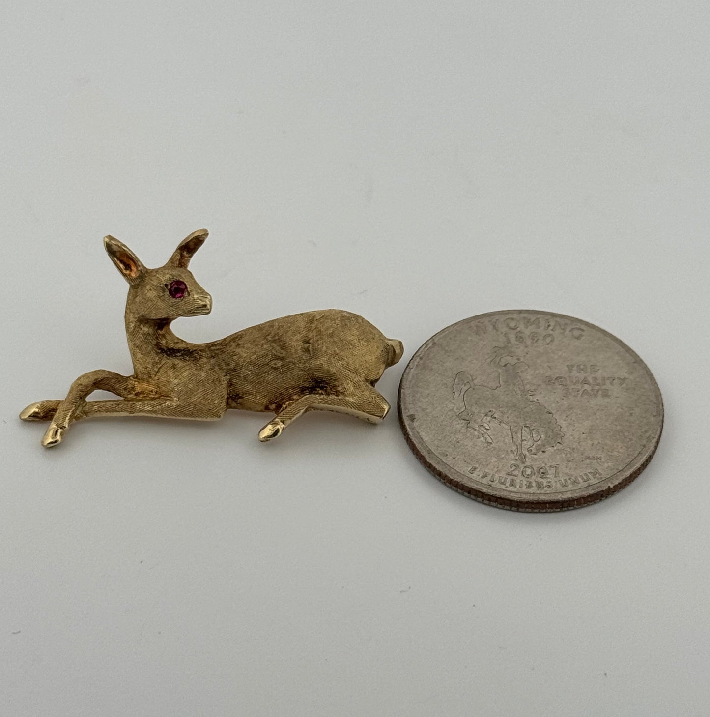 Vintage Cartier Animal Deer Brooch 14kt yellow gold Natural Ruby