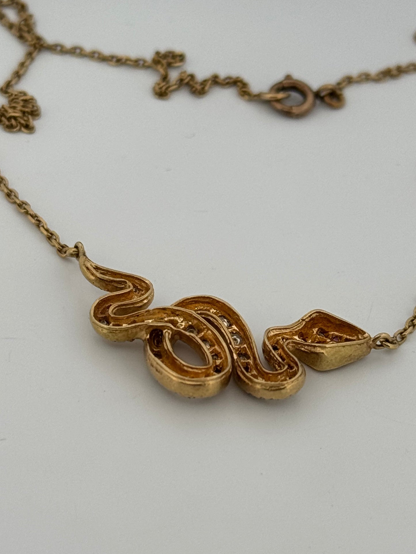 Victorian Antique Snake Diamond Necklace 18kt Yellow Gold