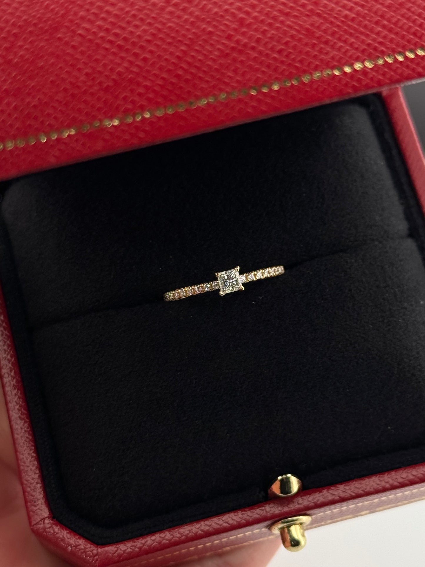 Etincelle De Cartier Ring, Princess- Cut Diamond, Paved 18k Yellow Gold Size 50