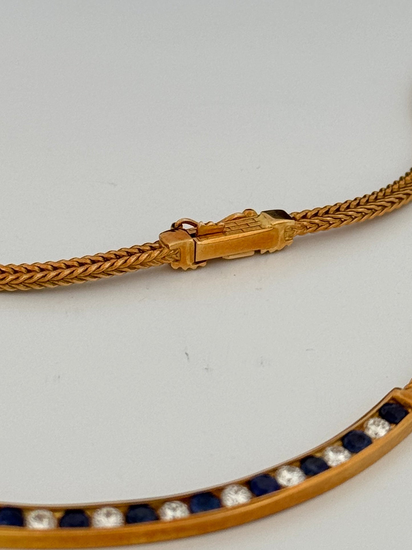 Tiffany & Co Sapphire & Diamond Vintage Fox Tail Necklace 18k Yellow Gold 16”