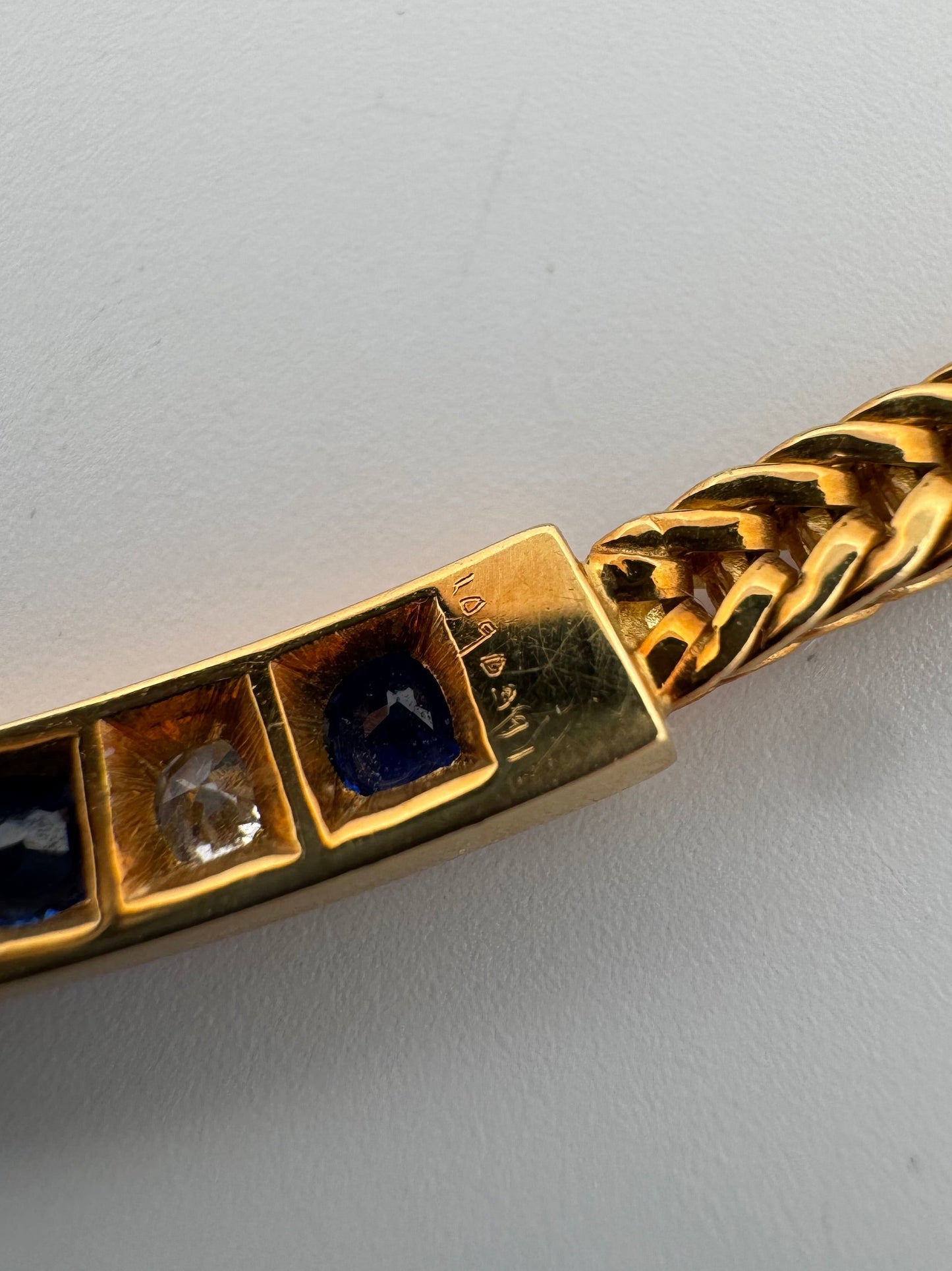 Tiffany & Co Sapphire & Diamond Vintage Fox Tail Necklace 18k Yellow Gold 16”