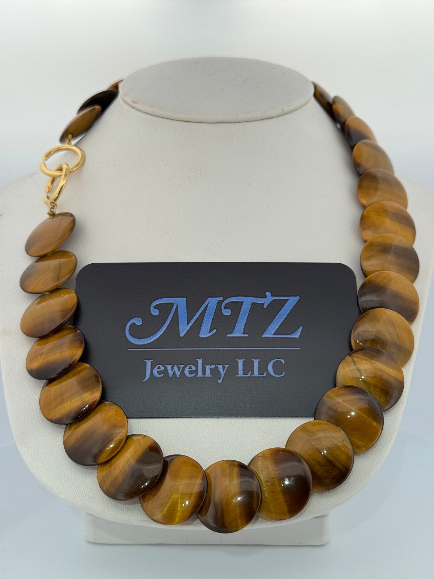 Tiffany & Co Paloma Picasso Tiger Eye Necklace 18kt Yellow Gold