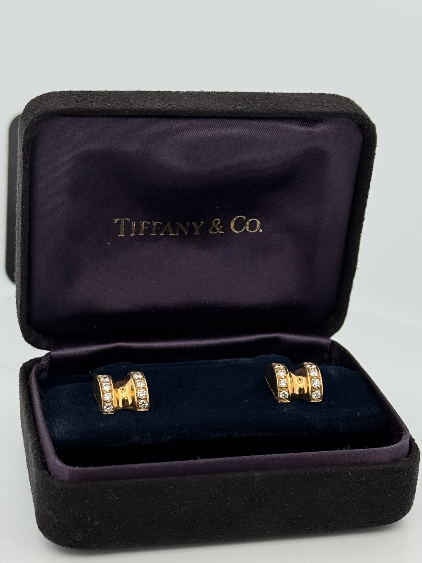 Vintage Tiffany & Co Paloma Paloma Picasso 18kt Yellow Gold Diamond 'Groove' Earrings 1980