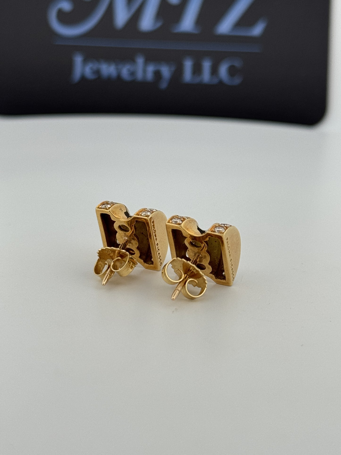Vintage Tiffany & Co Paloma Paloma Picasso 18kt Yellow Gold Diamond 'Groove' Earrings 1980